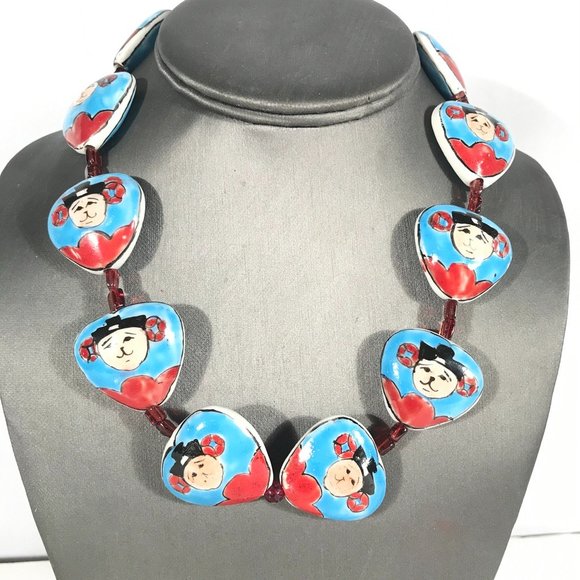 Conceptual Subculture Jewelry - Asian Choker Cloisonne Beaded Necklace Statement